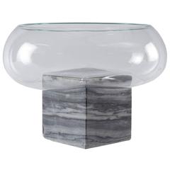 Handblown Glass Bowl on Marble Plinth