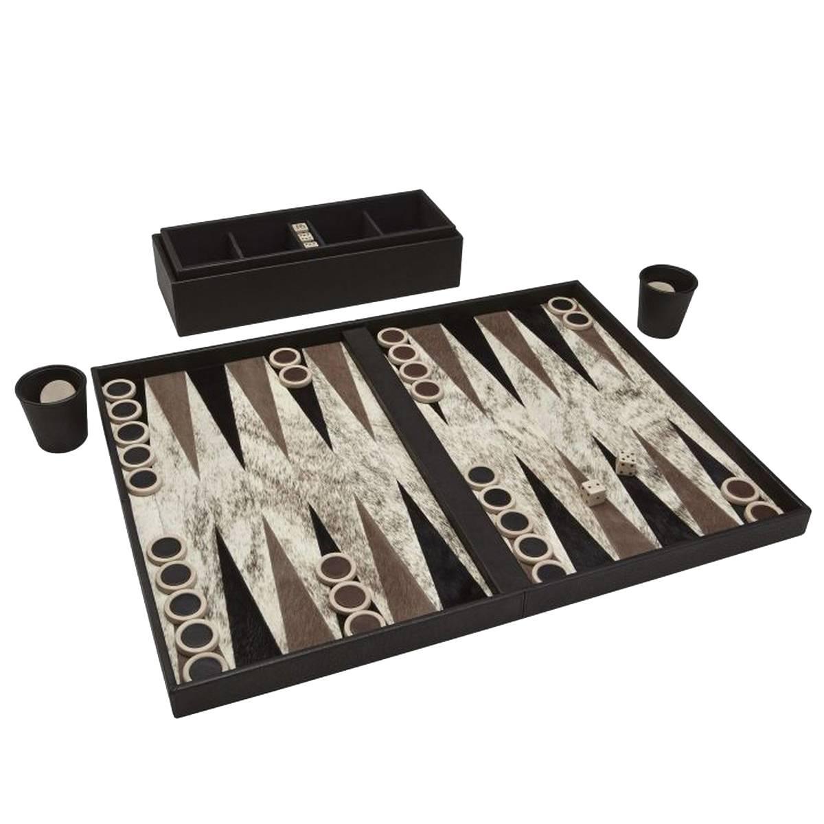 Handmade Leather Backgammon Set For Sale