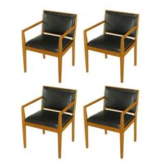 Four Interior Crafts Ash and Leather Armchairs 8