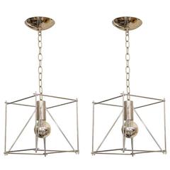 Geometric Chrome "Wire Frame" Pendant Ceiling Fixtures 7