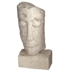 Sculpture Carved Stone, Very Large Cubist Sculpture Depicting a Man Head 3
