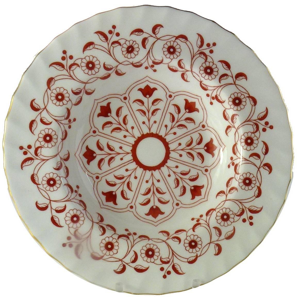 Royal Crown Derby Porcelain Rougement Pattern Rim Soup Plates Set of 12 For Sale