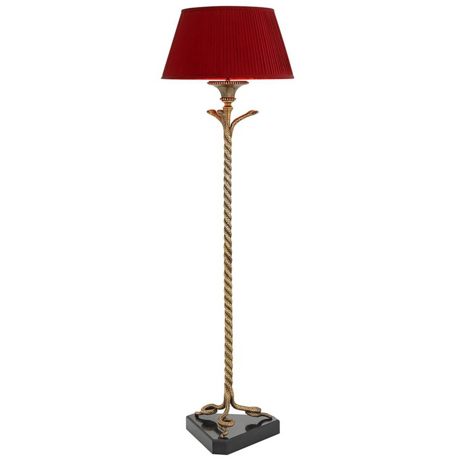 Vipers Floor Lamp in Vintage Brass on Granite Base