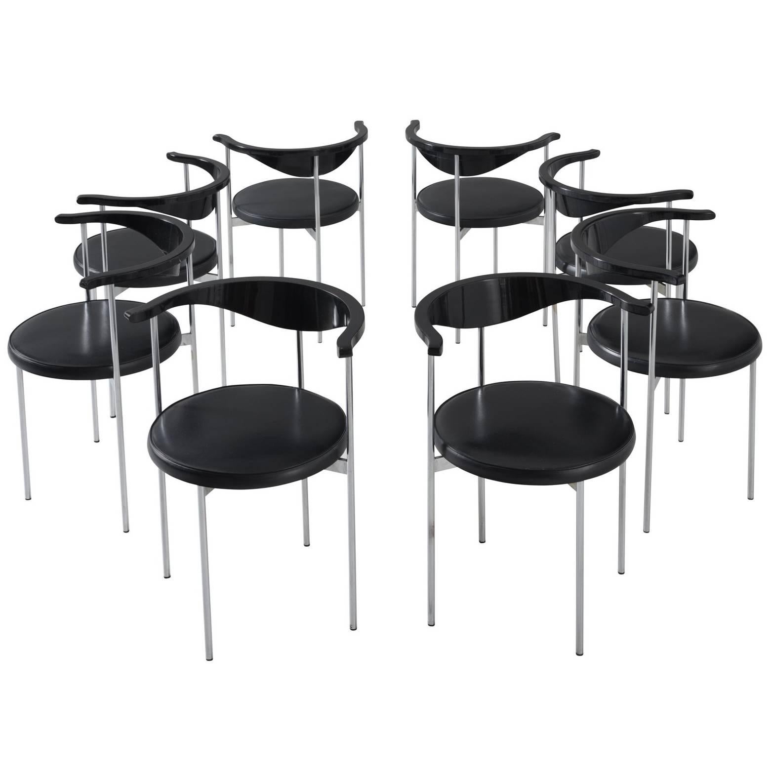 Set of Eight Frederik Sieck for Fritz Hansen Chairs