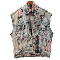 Vintage Graffitied Denim Vest