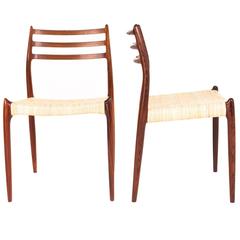 Antique N.O. Møller Set of 14 Rosewood Dining Chairs Model 78