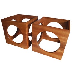 Pair of Solid African Mahogany Nightstands or Side Tables by Corinne Robbins