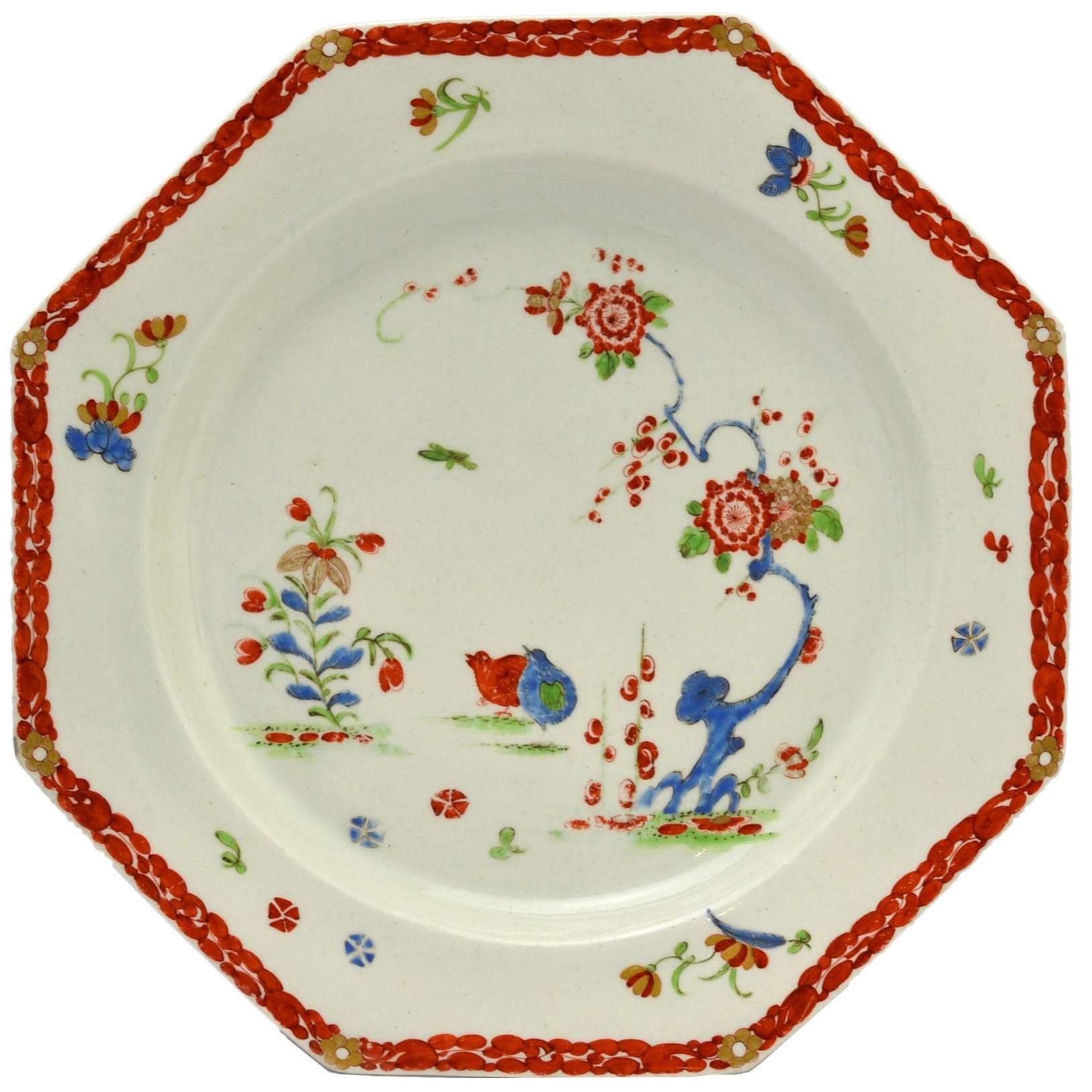 First Period Worcester Plate, Decorated in the Kakiemon Palette For Sale