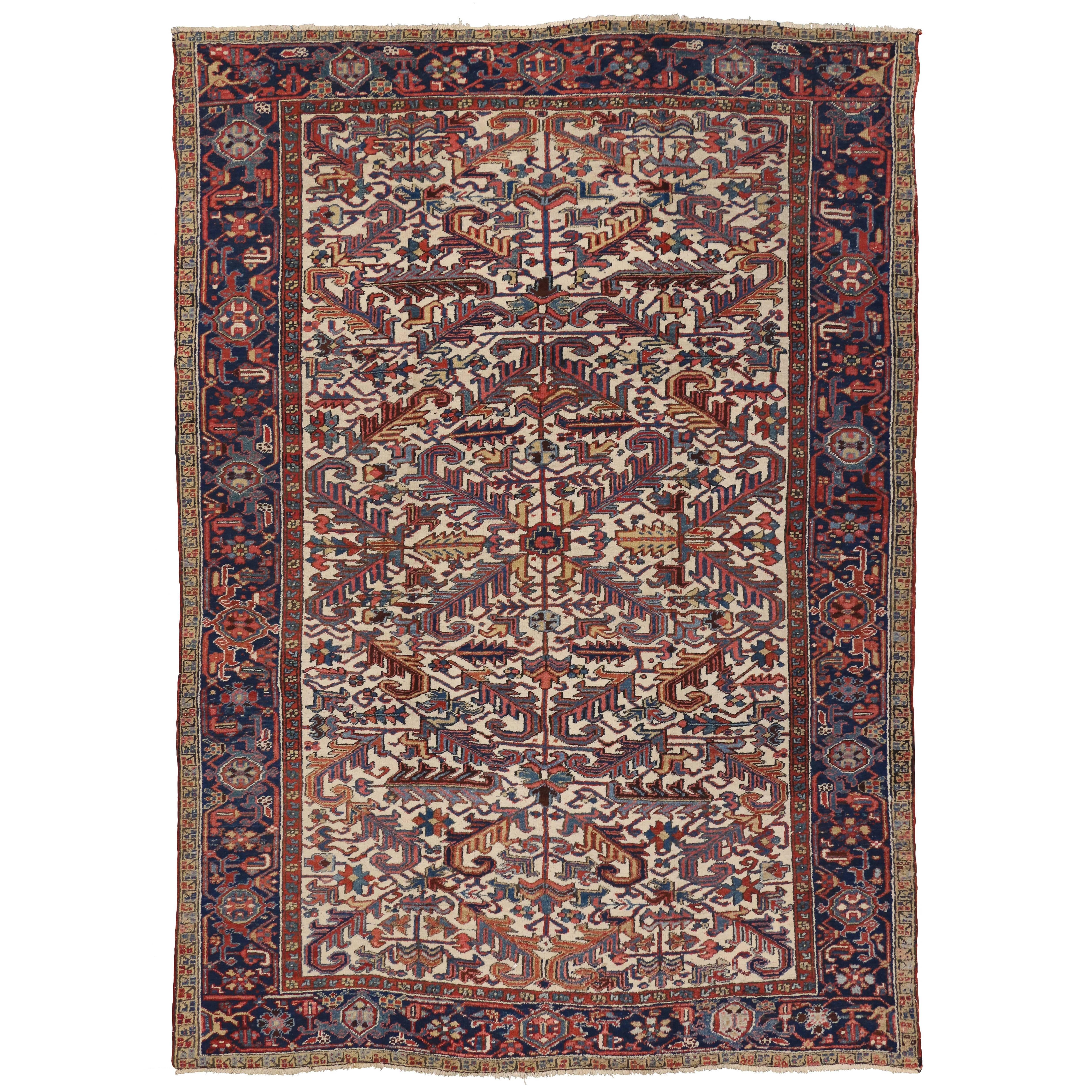 Antique Persian Heriz Rug with Modern Tribal Style