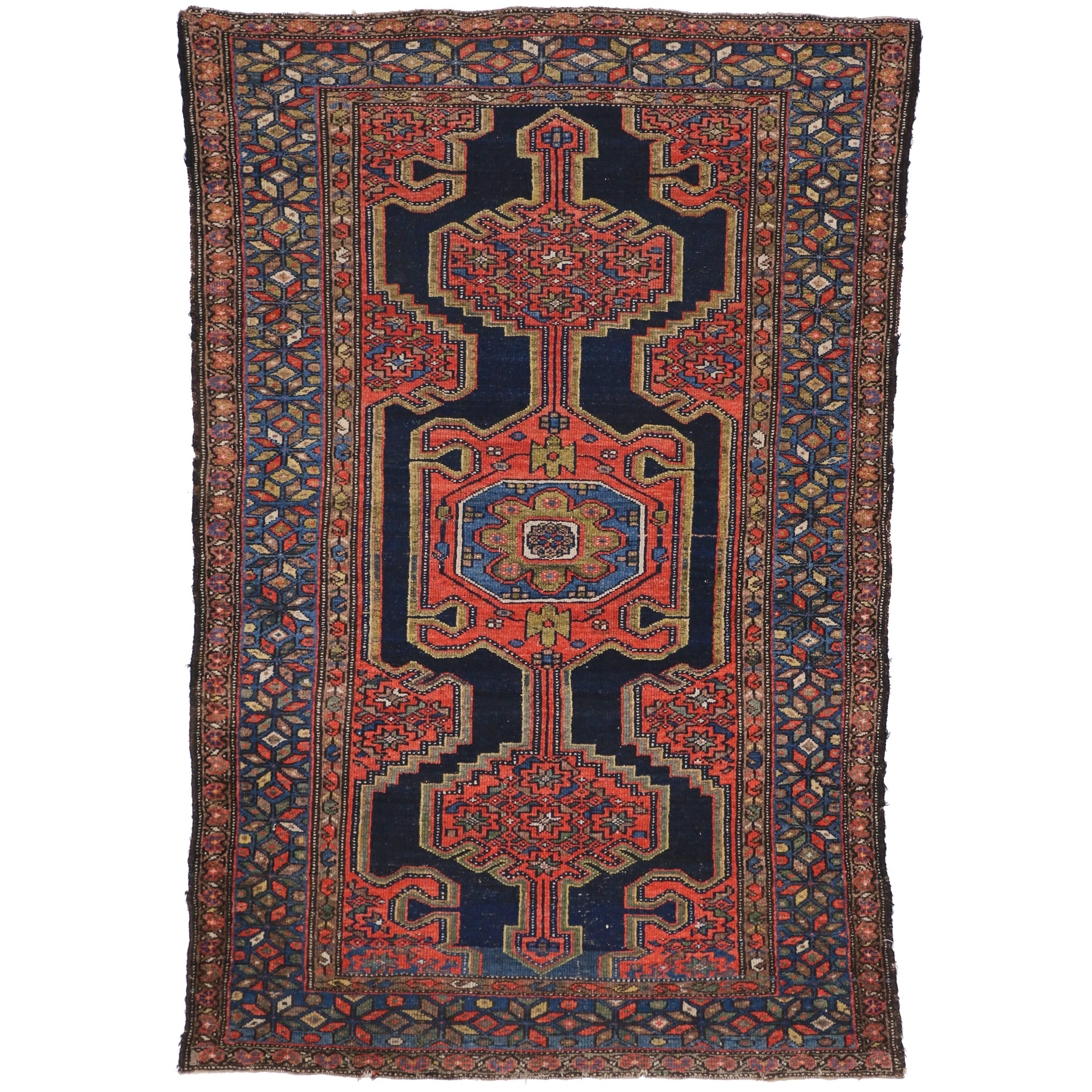 Antique Persian Hamadan Rug with Modern Tribal Style For Sale