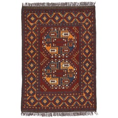 Vintage Afghan Rug with Modern Tribal Style
