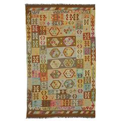 Vintage Modern Afghani Tribal Kilim Rug with Boho Chic Style