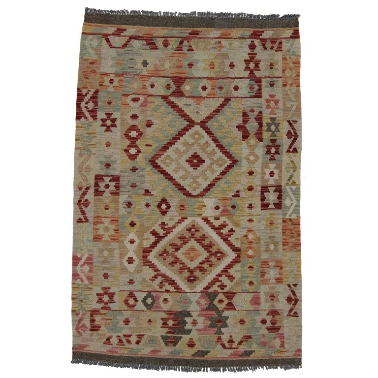 Modern Afghani Tribal Kilim Rug with Boho Chic Style, Flatweave Kilim Rug For Sale at 1stdibs