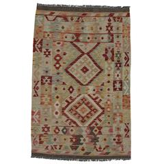 Modern Afghani Tribal Kilim Rug with Boho Chic Style, Flatweave Kilim Rug