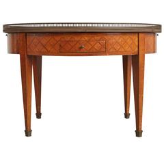 French Parquet Bouillotte Table with Marble Top, circa 1940