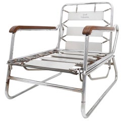 Vintage Mid-Century Modern Tubular chromed steel lounge chair