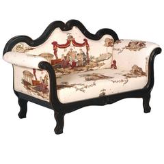 French 1930s Art Deco Sofa Settee "Barchetta" Empire Style Ebonized Walnut 5