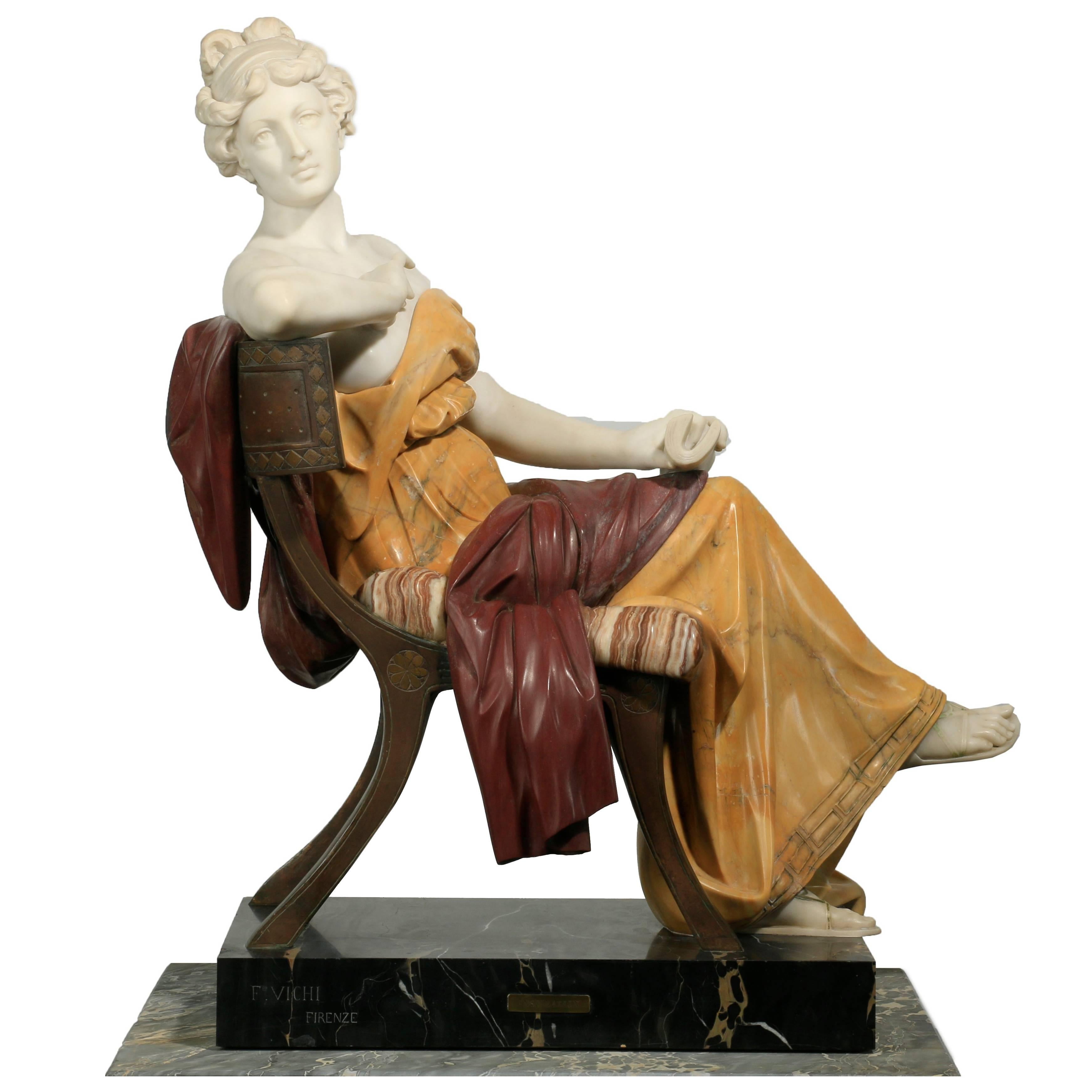 Finest Quality Mixed Marble and Bronze Sculpture by Ferdinando Vichi