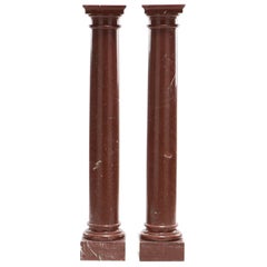 Pair of Rouge Marble Neoclassical Columns