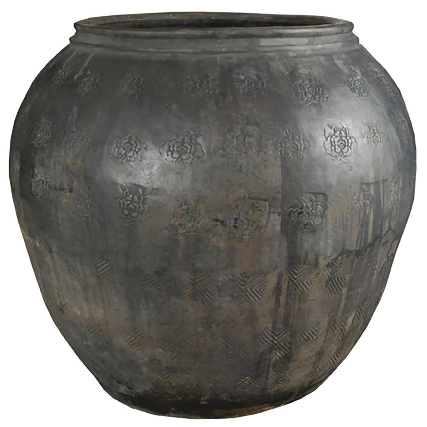 Chinese Stamped Clay Jar