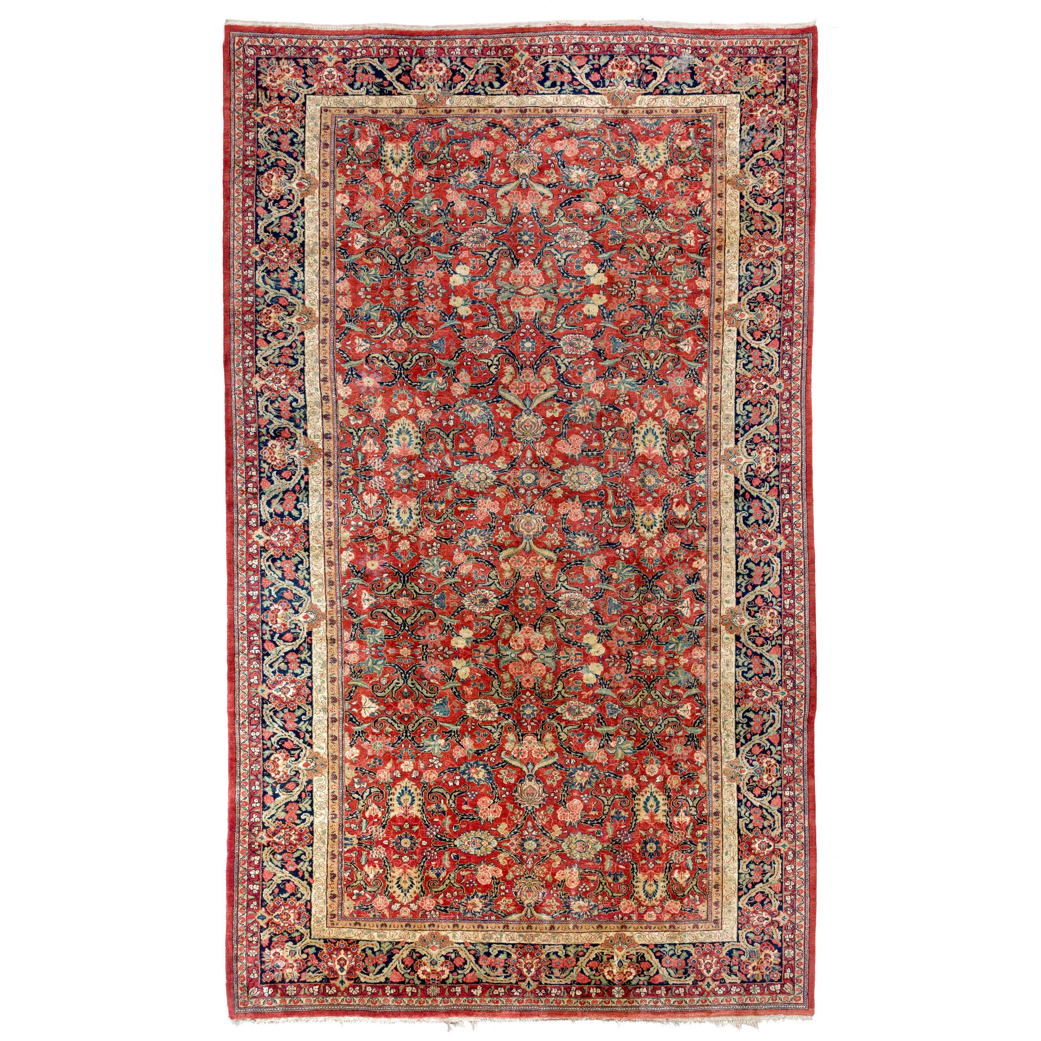 11 x 18.4 Ft Antique Persian Mahal Carpet, late 19th Century.