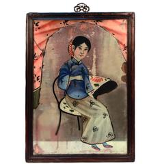 Chinese Reverse Glass Portrait Painting 8