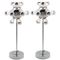Pair of Polished Chrome Twelve-Light Sputnik Floor Lamps, circa 1960s 7