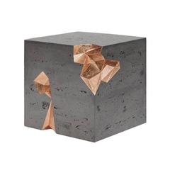 Contemporary Monolith Table in Concrete and Gold Leaf 11