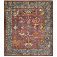 Room Size Hand-Knotted Oushak Rug