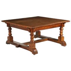 Large English Arts & Crafts Oak Squared Library Table, circa 1870