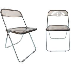 chaises pliantes Plia Lucite & Chrome des années 1960 par Giancarlo Piretti - un lot de 6