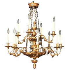 19th Century Italian Carved and Giltwood Chandelier Now Electrified