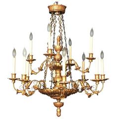 19th Century Italian Carved and Giltwood Chandelier Now Electrified 4