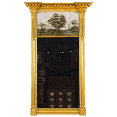 Antique Federal / Classical Giltwood Églomisé Mirror, Probably Boston, circa 1810-1820