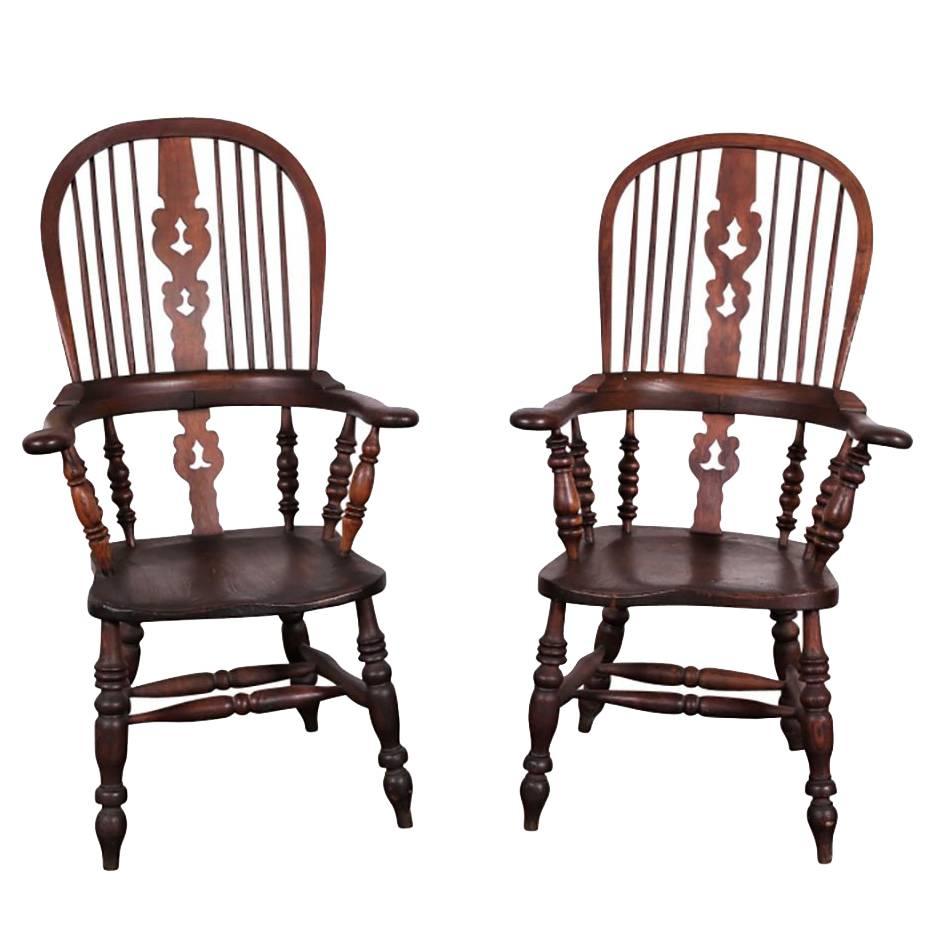 Pair of 19th Century Oak Windsor Chairs, circa 1820-1840