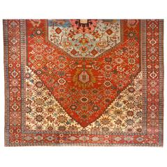 Antique Persian Serapi Oriental Rug, Mansion Size, Soft Blue Center, circa 1880