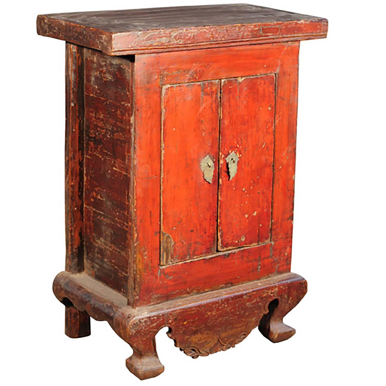 Petite Chinese Red Lacquer Cabinet