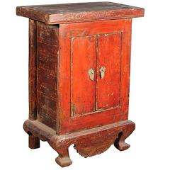Petite Chinese Red Lacquer Cabinet