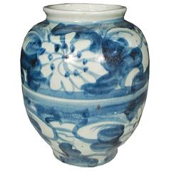 Chinese Blue and White Provincial Floral Vase