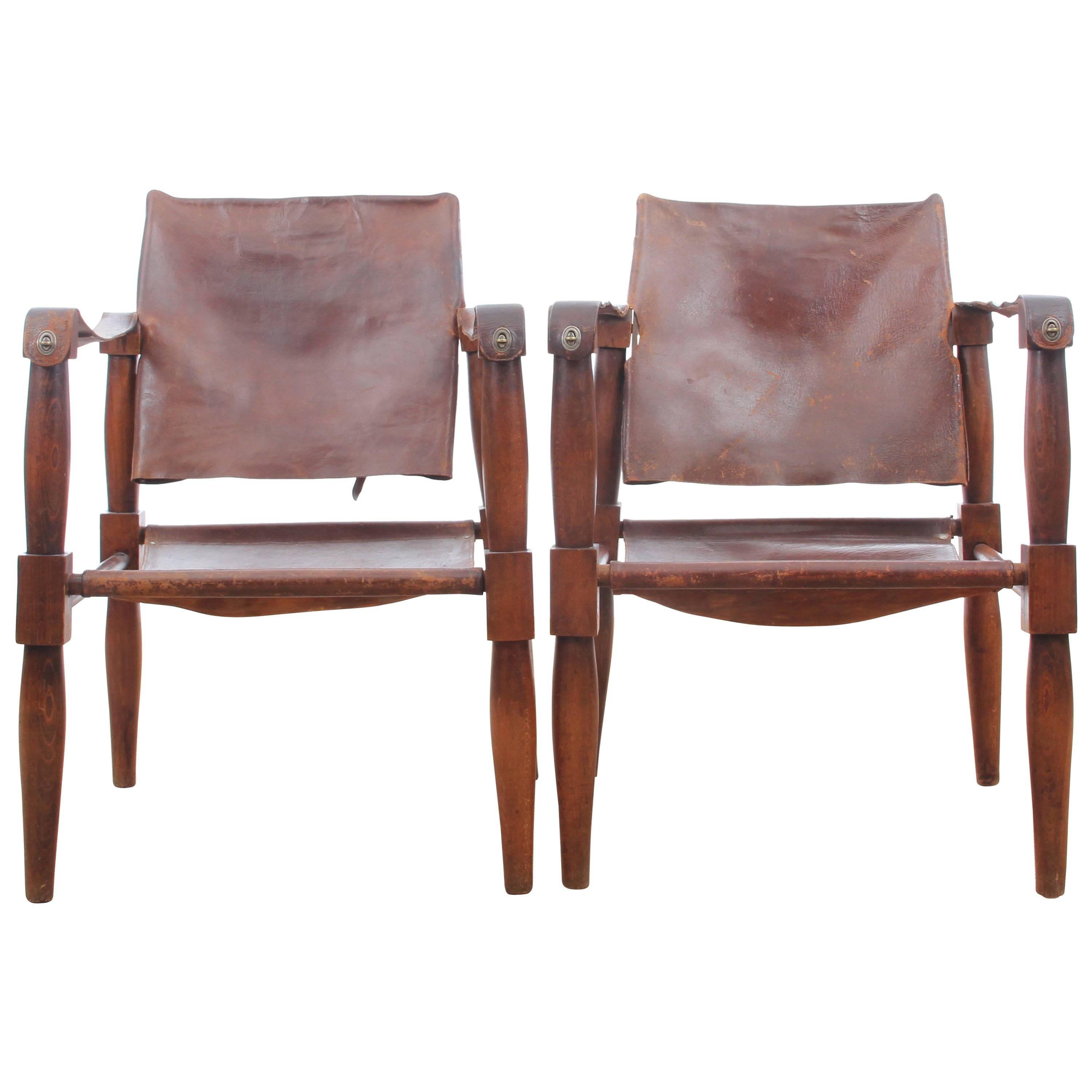 Pair of Safari Chairs For Sale