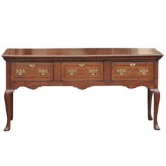 English Oak Three-Drawer Dresser Base or Server from the Early 19th Century
