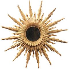 Exquisite French Three Layer Giltwood Sunburst Mirror from the Mid-20th Century