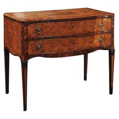 18th Century Italian Marquetry Top Chest with Two Drawers and Serpentine Front