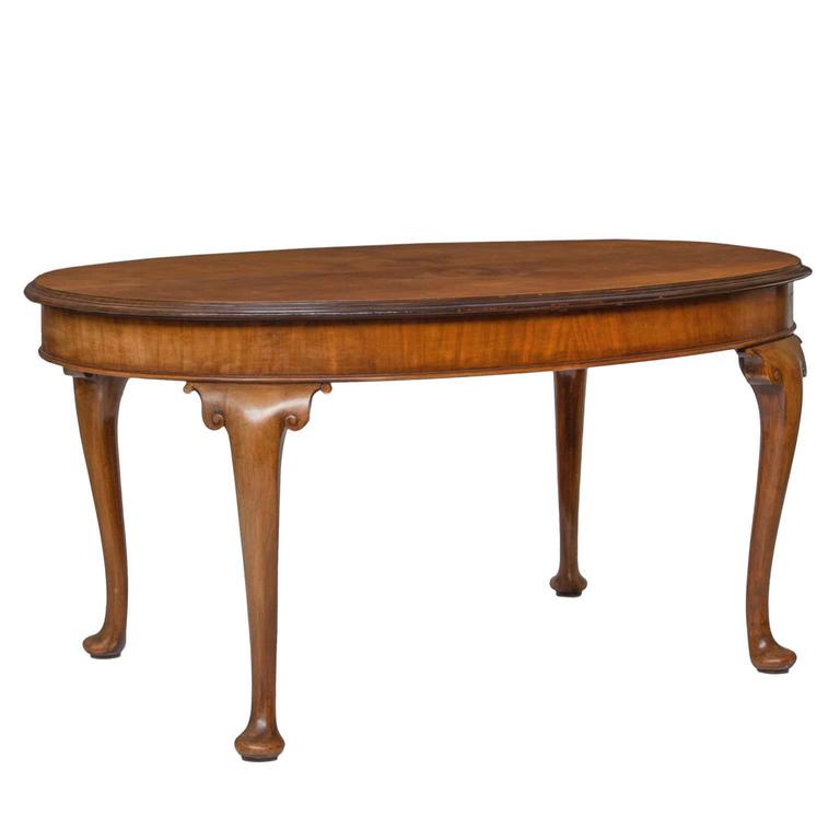 Queen Anne Walnut Oval Dining Table at 1stDibs