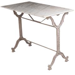 French 19th Century Bistro Table with White Marble Top