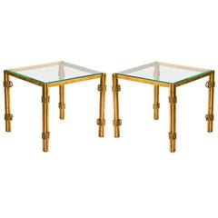 Pair of French Gilt Metal and Glass Side Tables 11