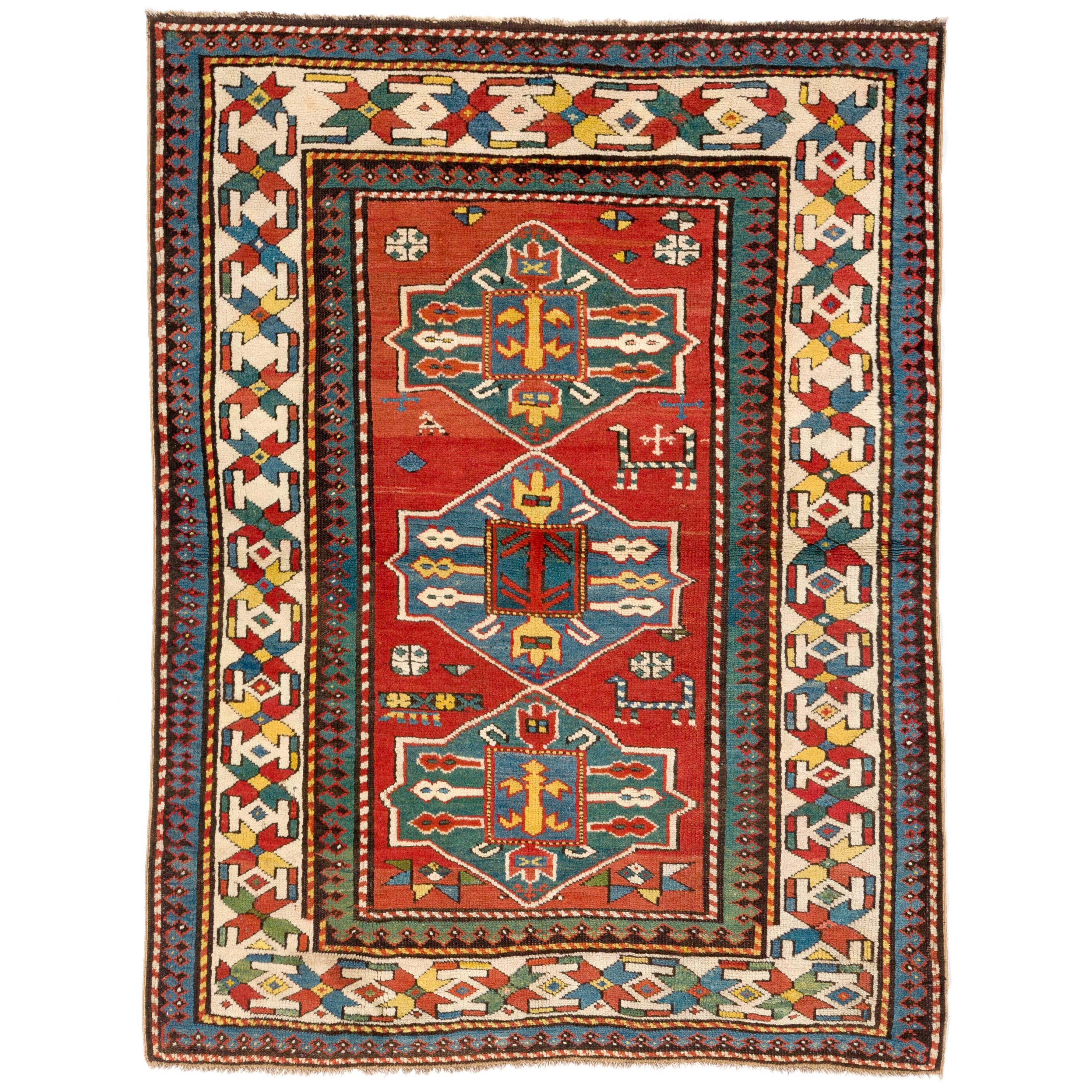 Antique Caucasian Armenian Kazak Rug