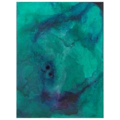 AN23 Mixed Media Green, Blue and Purple Abstract Painting 7150