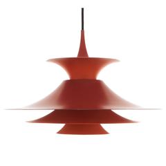 Radius Pendant by Fog & Morup, 1977, Gorgeous Large Two Toned Red/Orange Light