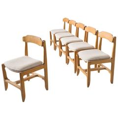 Six Guillerme et Chambron Dining Chairs in Solid Oak 6